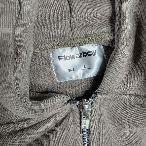 Flowerboy‎ Project Hoodie Mens Large Full Zip Embroidered Heart Streetwear - Picture 4 of 9